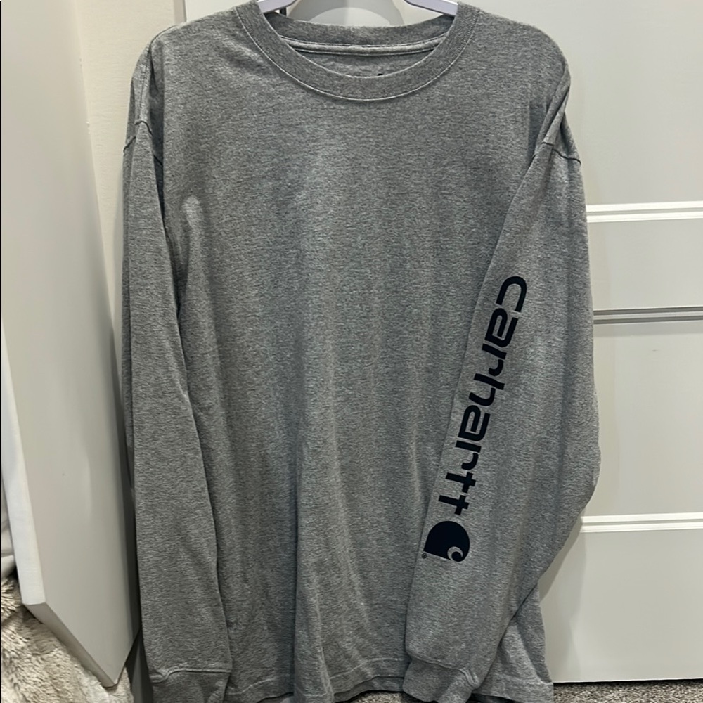 Carhartt Men's Long Sleeve Shirt in Gray with black Logo